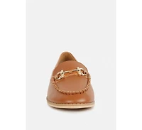 Holda Womens Horsebit Embellished Loafers With Stitch Detail
