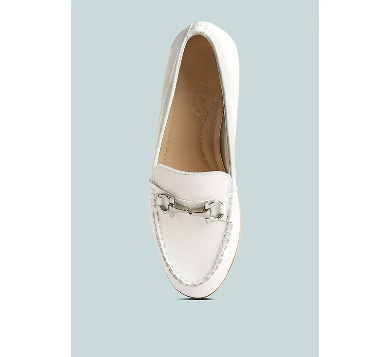 Holda Womens Horsebit Embellished Loafers With Stitch Detail