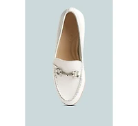 Holda Womens Horsebit Embellished Loafers With Stitch Detail