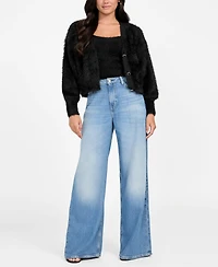 Guess Women's Keyla Rhinestone-Button Cardigan Sweater