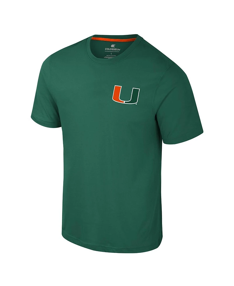 Colosseum Men's Green Miami Hurricanes Logo Lockup Active Blend T-Shirt