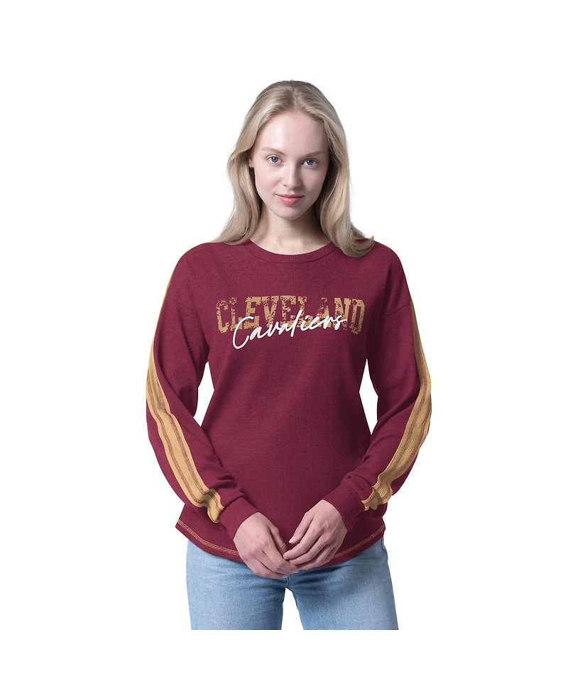 G-iii 4Her by Carl Banks Women's Wine Cleveland Cavaliers Advantage Tri-blend Long Sleeve T-Shirt