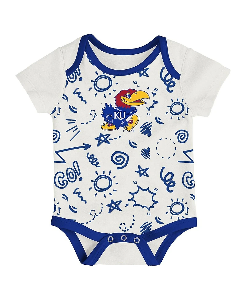 Outerstuff Baby Boys and Girls 3-Pack Kansas Jayhawks All Day Play Bodysuit Set