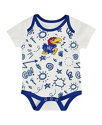 Outerstuff Baby Boys and Girls 3-Pack Kansas Jayhawks All Day Play Bodysuit Set