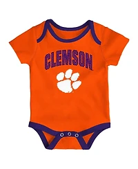 Outerstuff Baby Boys and Girls 3-Pack Clemson Tigers All Day Play Bodysuit Set