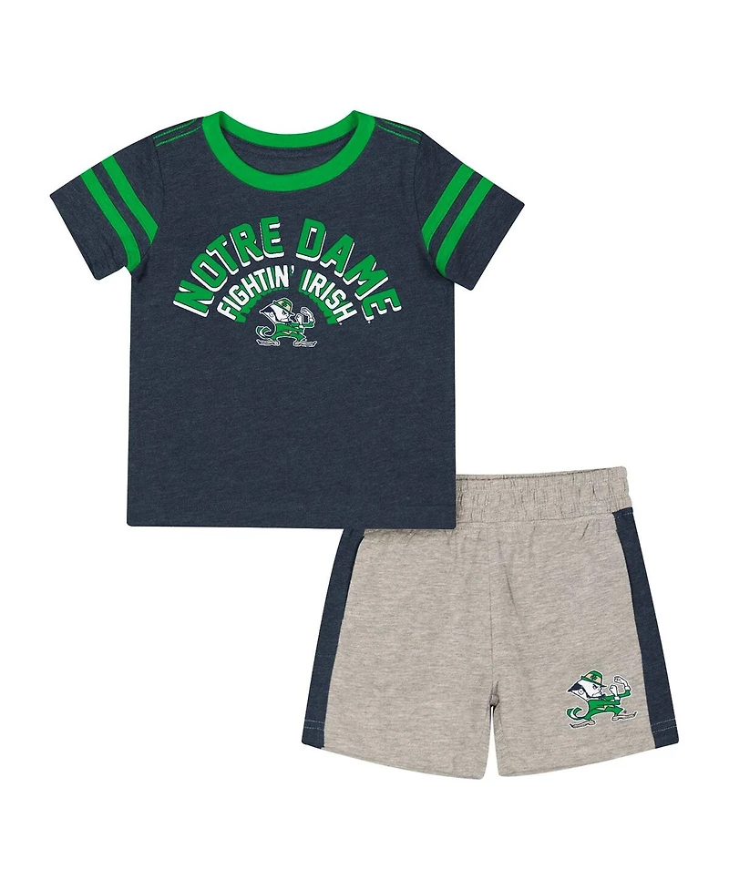 Colosseum Infant 2-Piece Heather Navy Notre Dame Fighting Irish T-Shirt and Shorts Set