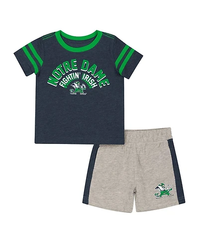 Colosseum Infant 2-Piece Heather Navy Notre Dame Fighting Irish T-Shirt and Shorts Set