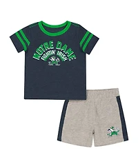 Colosseum Infant 2-Piece Heather Navy Notre Dame Fighting Irish T-Shirt and Shorts Set