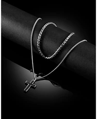 Vincero Men's Stone Cross Pendant Black Onyx 925 Sterling Silver, Large