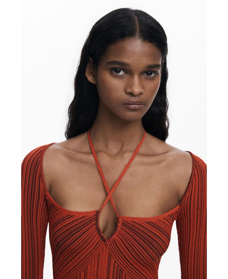 Desigual Women's Fitted dress with a crossover neckline