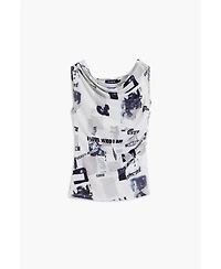 Desigual Women's Draped newspaper T-shirt