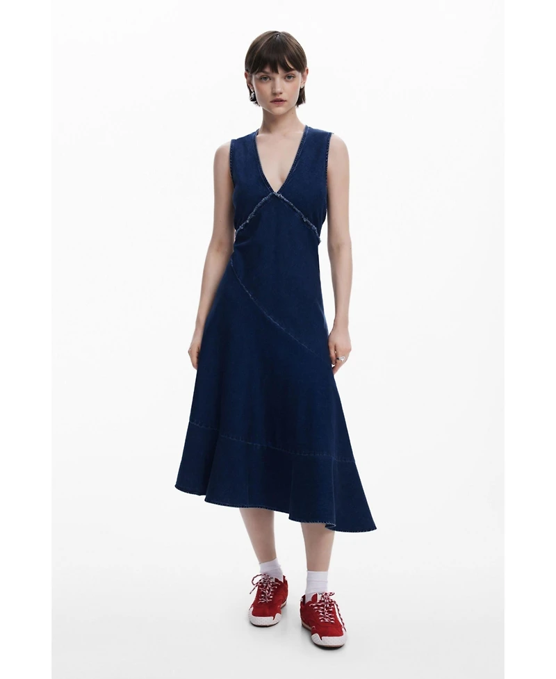 Desigual Women's Asymmetric denim midi dress