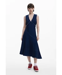 Desigual Women's Asymmetric denim midi dress