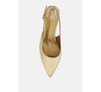 Zofoya Metallic Faux Leather Slingback Sandals Women