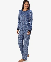 Cuddl Duds Women's 2-Piece Stretch Velour Long Sleeve Flare Pajama Set