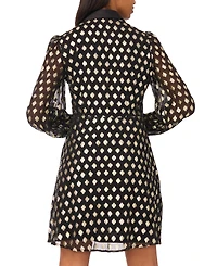 Msk Petite Collar Neck Long Sleeve Shirt Dress