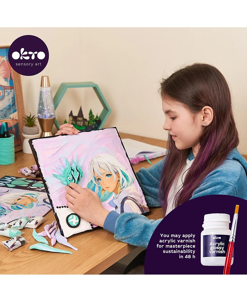 Wise Elk Okto Manga Elements - Air - 3D Clay Canvas Kit (11.8×15.7 in)