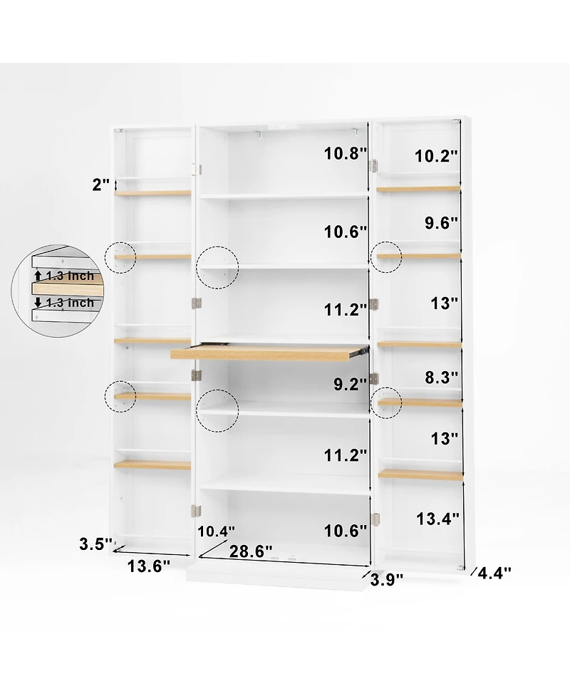 Casainc Kitchen Pantry Cabinet with Doors and Adjustable Shelves for Dining or Living Room