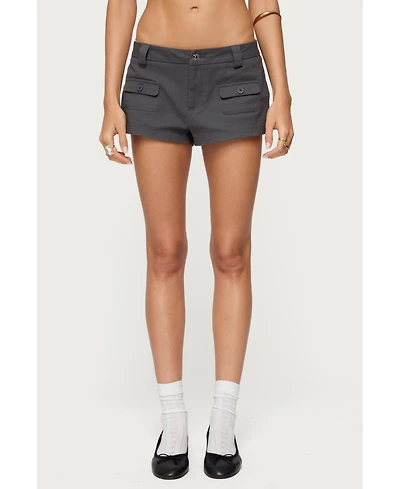 Edikted Womens Studded Belt Denim Micro Shorts