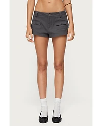 Edikted Womens Studded Belt Denim Micro Shorts