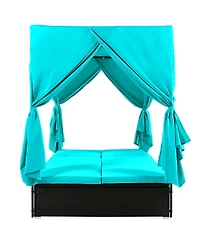 Streamdale Furniture Outdoor Patio Wicker Sunbed Daybed with Cushions Adjustable Seats