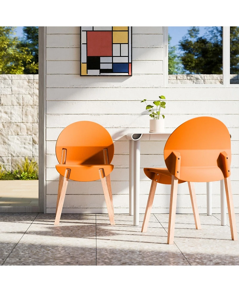 Streamdale Furniture Tropical Orange Chairs - Red Oak Legs, Dining Set (4-Pack)