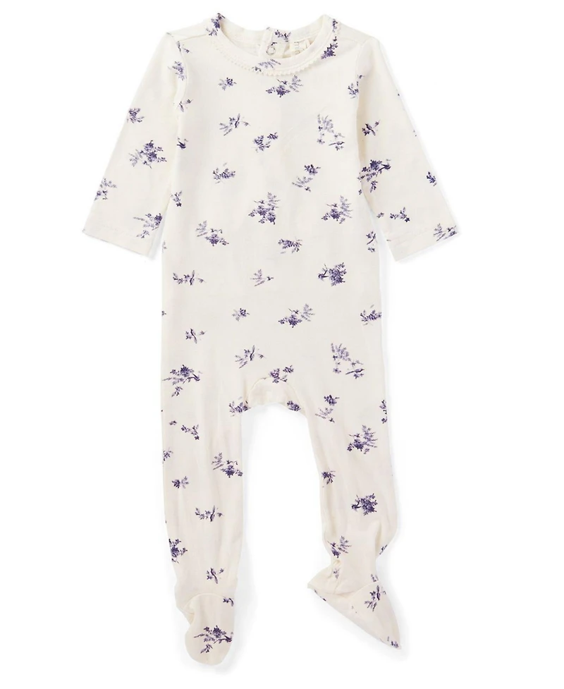 MeMoi Baby and Toddler Girls Floral Toile Footie