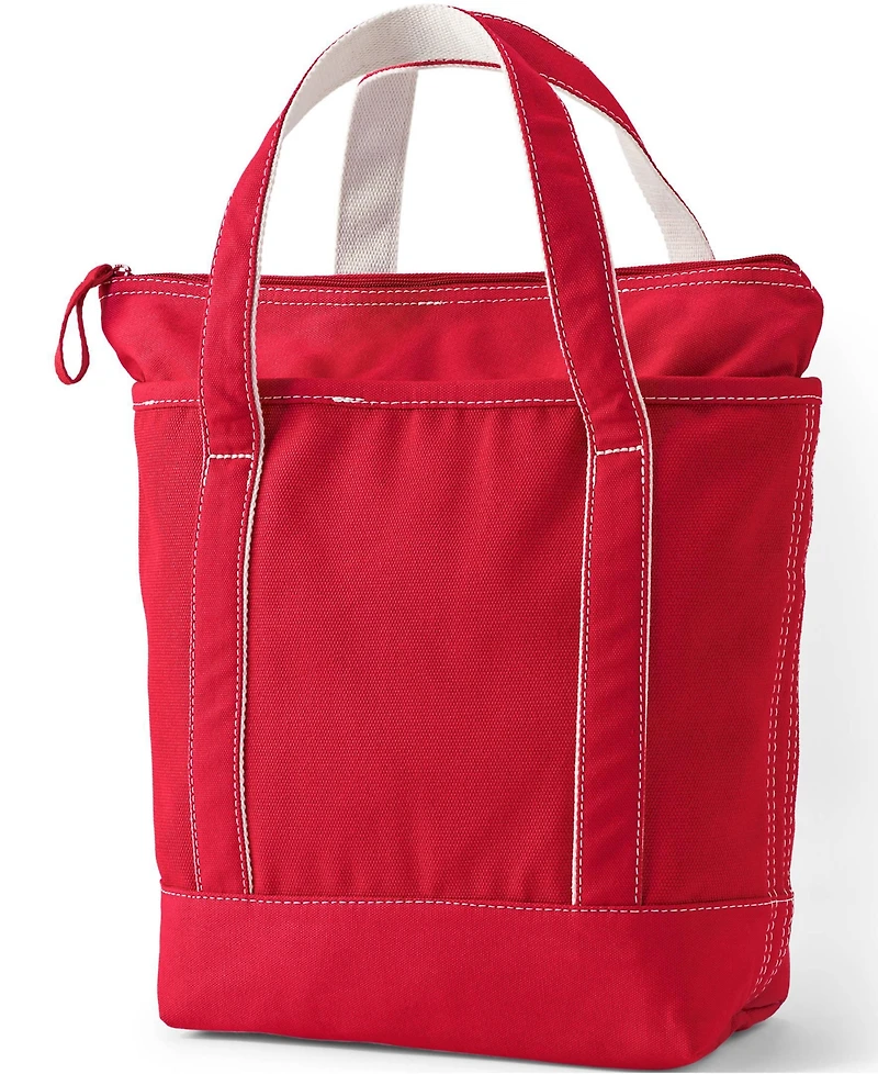 Lands' End Medium Solid Color 5 Pocket Zip Top Canvas Tote Bag