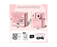 Kids Instant Print Camera with 32GB Card & 4 Rolls Paper, Dual-Lens 1080P Video Camera for Boys & Girls
