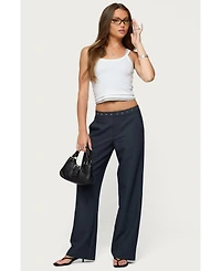 Edikted Womens Ayve Eyelet Waist Straight Leg Pants