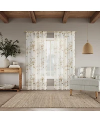 No. 918 Maeve Botanical Print Sheer Rod Pocket Curtain Panel