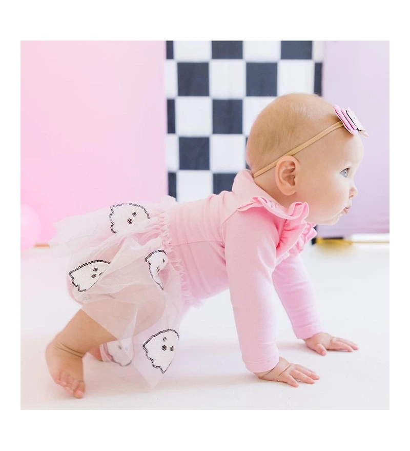 Sweet Wink Baby Girls Ghost Sequin Halloween Long Sleeve Tutu Bodysuit