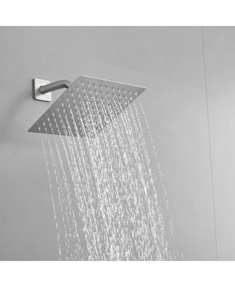 Greenspring Single-Handle 1-Spray Square Shower Faucet System with 10 in. Rainfall Head Brushed Nickel (Valve Included)