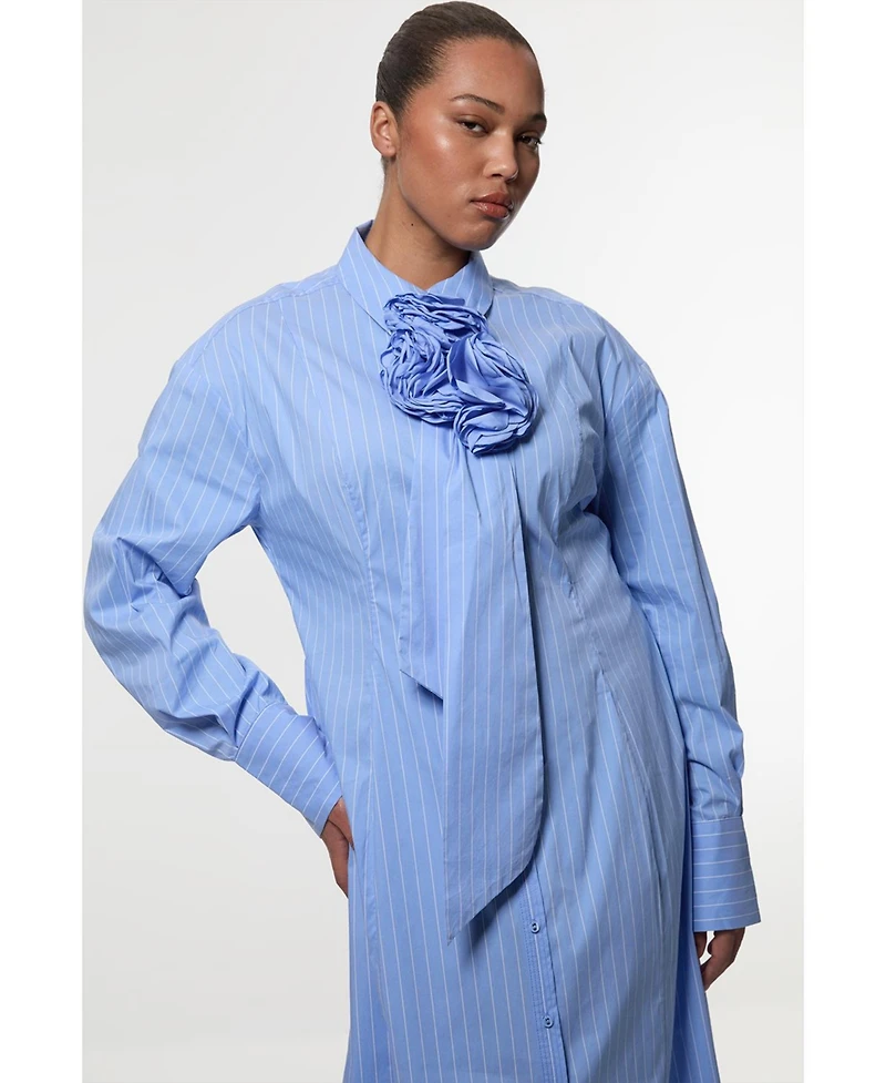 Karen Millen Women's Rosette Woven Shirt Maxi Dress