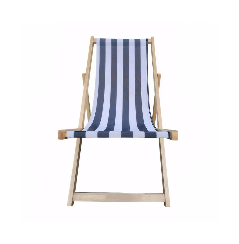 Slickblue Populus Wood Folding Sling Chair with Broad Stripe Fabric for Outdoor Lounging