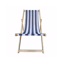 Slickblue Populus Wood Folding Sling Chair with Broad Stripe Fabric for Outdoor Lounging