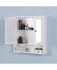 Casainc Wall Mounted Bathroom Cabinet with 2 Mirror Doors and Adjustable Shelf