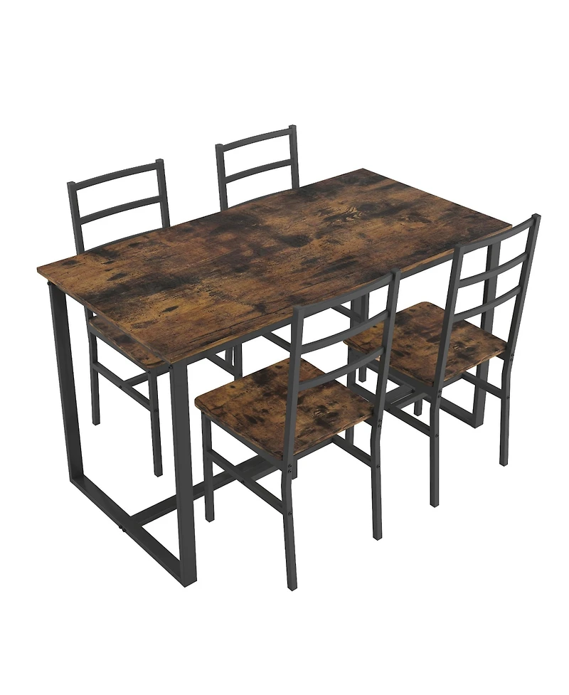 Casainc 5 Piece Industrial Style Dining Table and Chair Set with Backrest