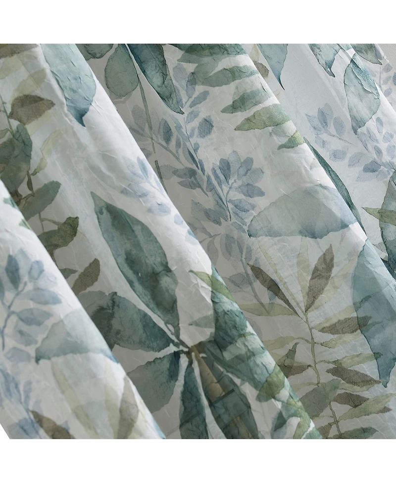 No. 918 Fauna Foliage Print Crushed Voile Sheer Rod Pocket Curtain Panel