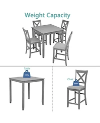 Casainc 5 Piece Square Counter Height Dining Table Set with 4 Upholstered Chairs