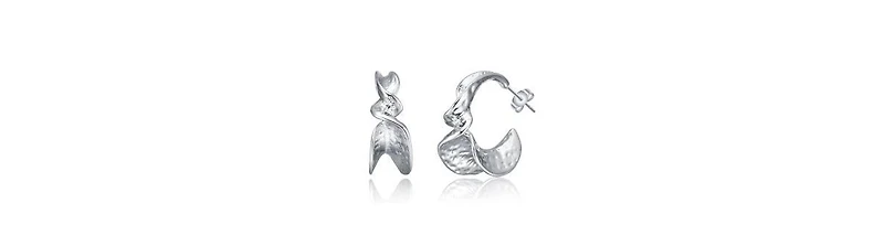 Rachel Glauber White Gold Plated Cubic Zirconia Twisted C-Hoop Earrings
