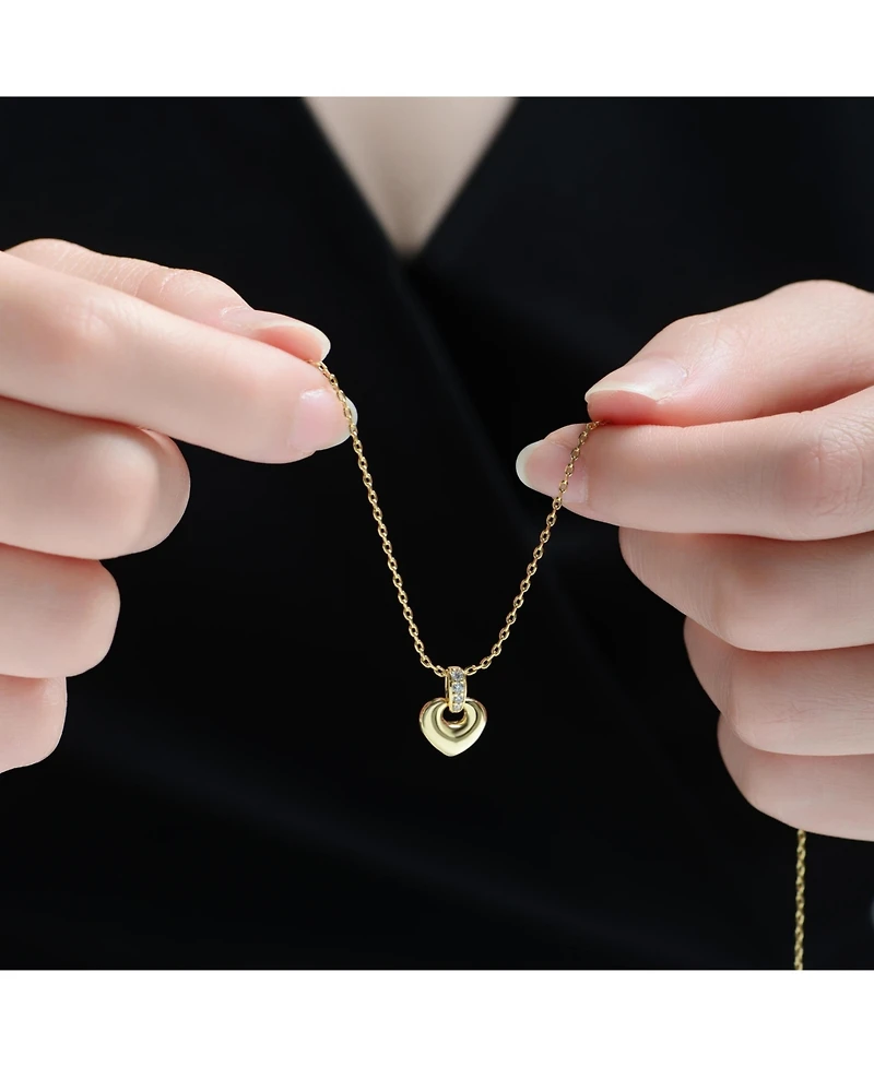 GiGiGirl 14K Gold Plated with Clear Cubic Zirconia Heart Design Drop Pendant Necklace