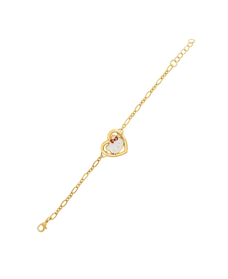 Hello Kitty Heart Link Bracelet in Gold-Tone