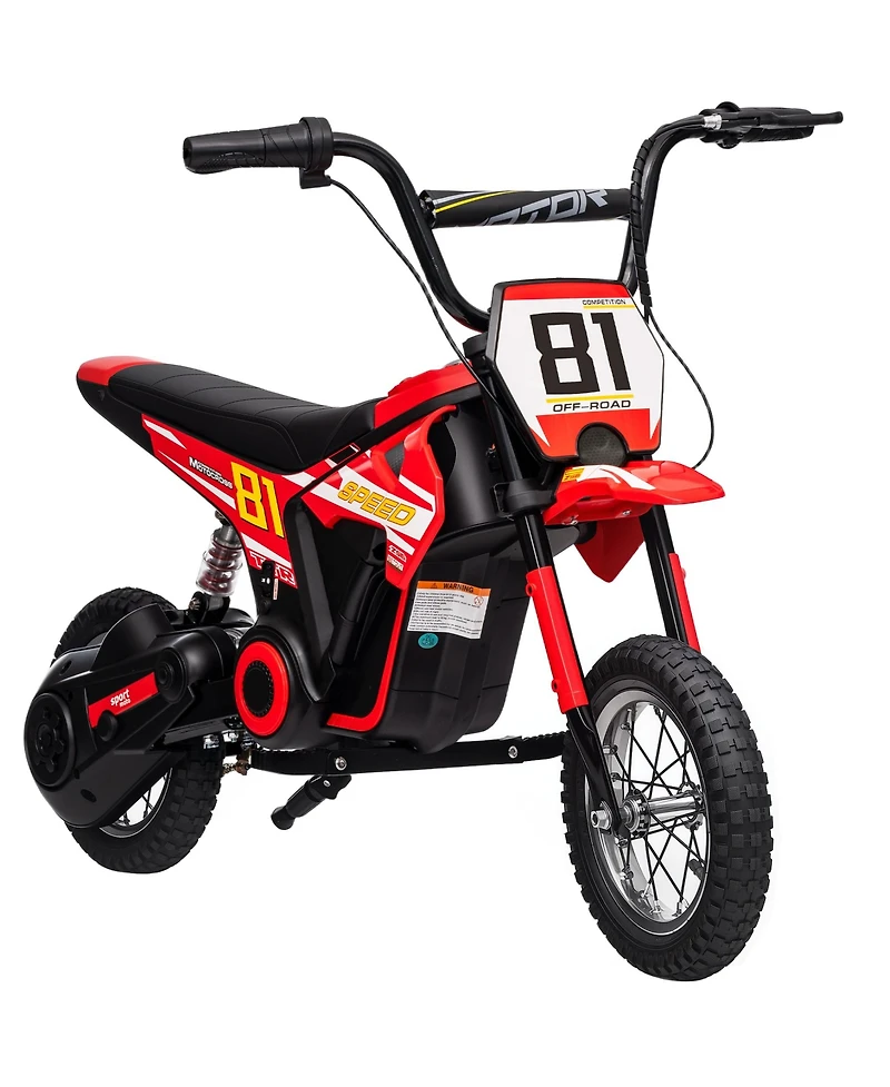 Qaba 24V Kids Motorcycle, Electric Dirt Bike with Rear Suspension,