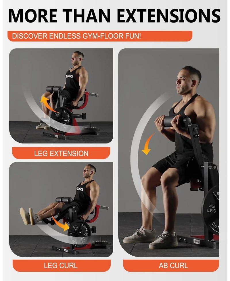 Mikolo Leg Extension and Curl Machine, Lower Body Special Leg Machine, Adjustable Leg Exercise Bench with Plate Loaded, Leg Rotary Extension for Thigh