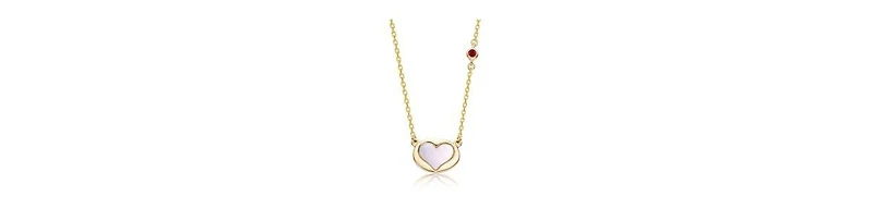 GiGiGirl 14K Gold Plated with Mother Of Pearl & Red Cubic Zirconia Heart Necklace