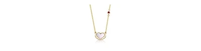 GiGiGirl 14K Gold Plated with Mother Of Pearl & Red Cubic Zirconia Heart Necklace