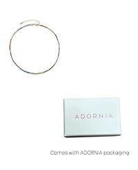 Adornia Gold Crystal Rainbow Tennis Neckalce