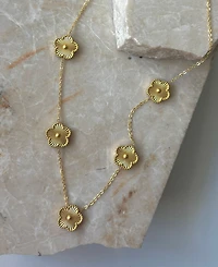 Adornia Tarnish Resistant Gold Five-Leaf Clover Station Necklace