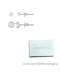 Adornia Sterling Silver Solitaire Stud Earrings Set
